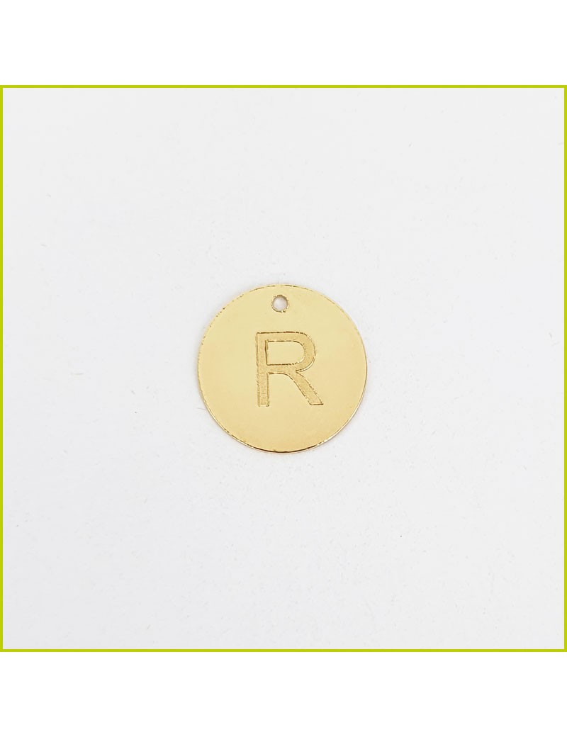 Médaille Disque Lettre R doré