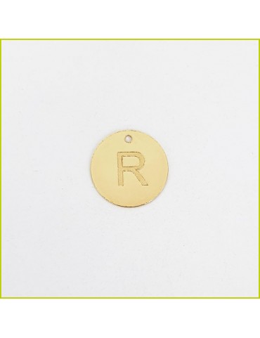 Médaille Disque Lettre R doré