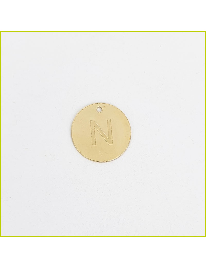 Médaille Disque Lettre N doré