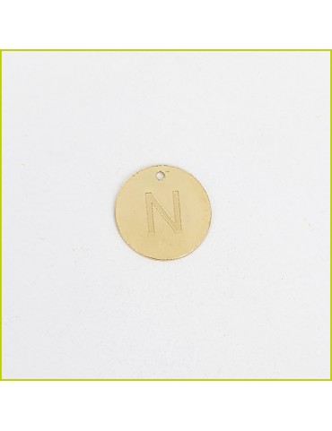 Médaille Disque Lettre N doré
