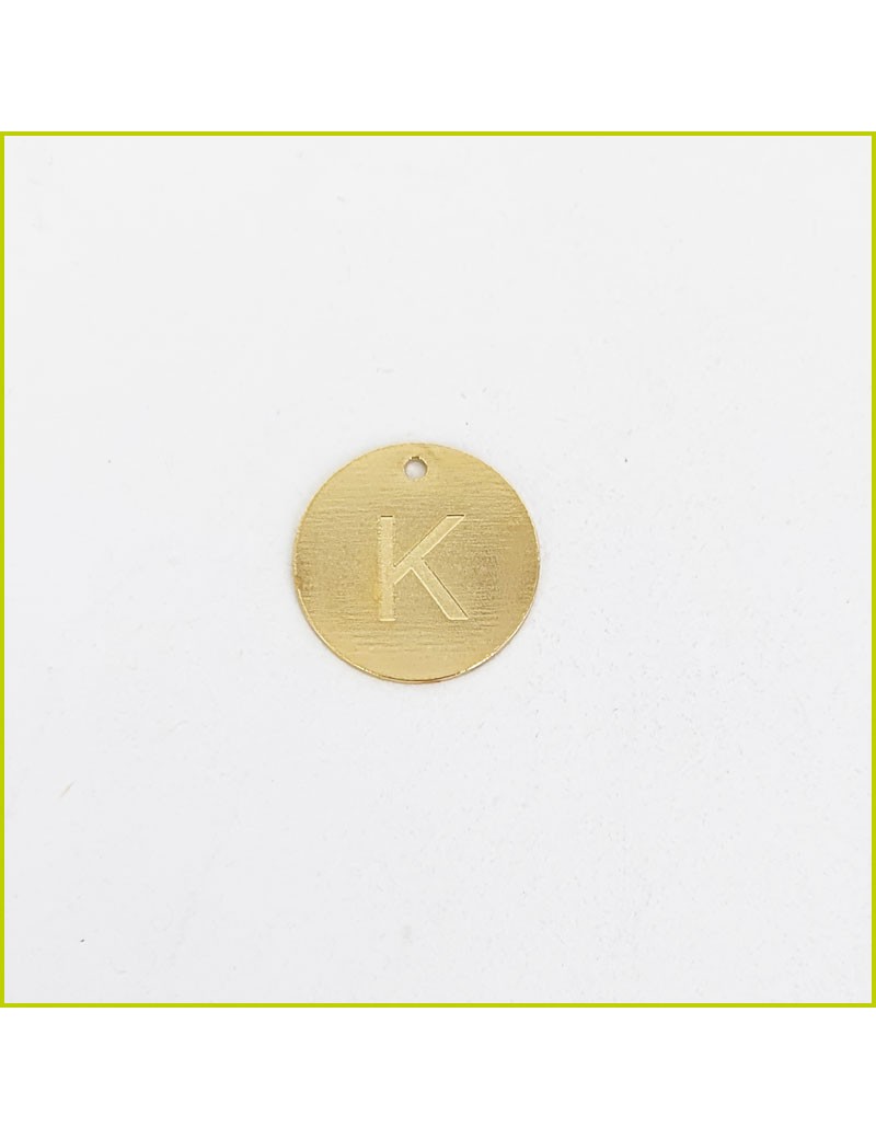 Médaille Disque Lettre K doré