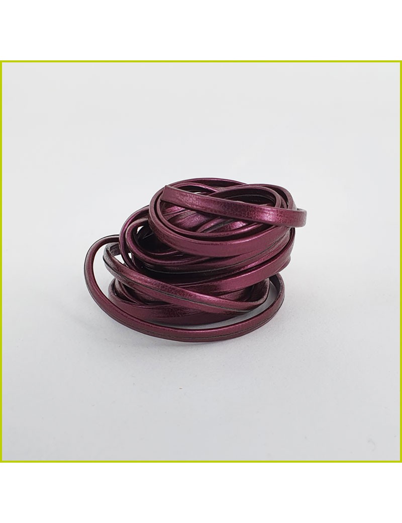 Cuir souple grenat métallisé